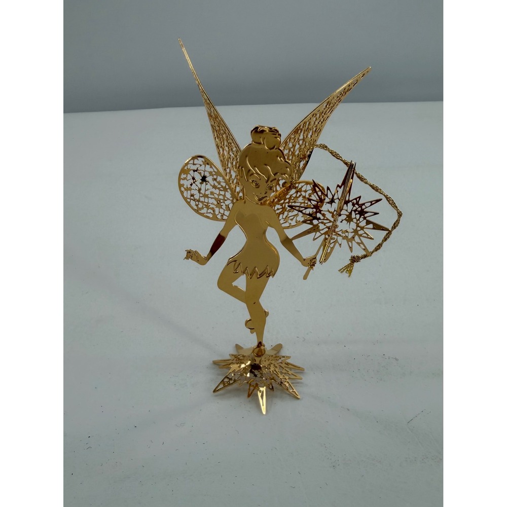 Danbury Mint Tinker Bell Ornament Disney Gold Filigree Star Wand Christmas